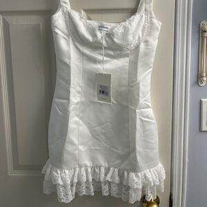 Lace silk mini dress
